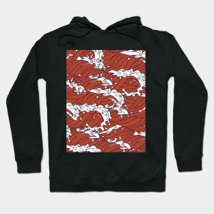 Seamless Oriental Red Sea Pattern Hoodie